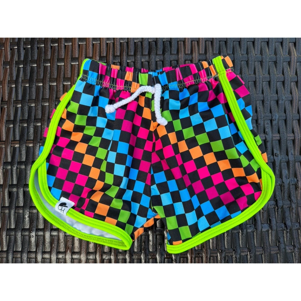 George Hat's Neon checkered Swim Shorts Size 18-24 Months